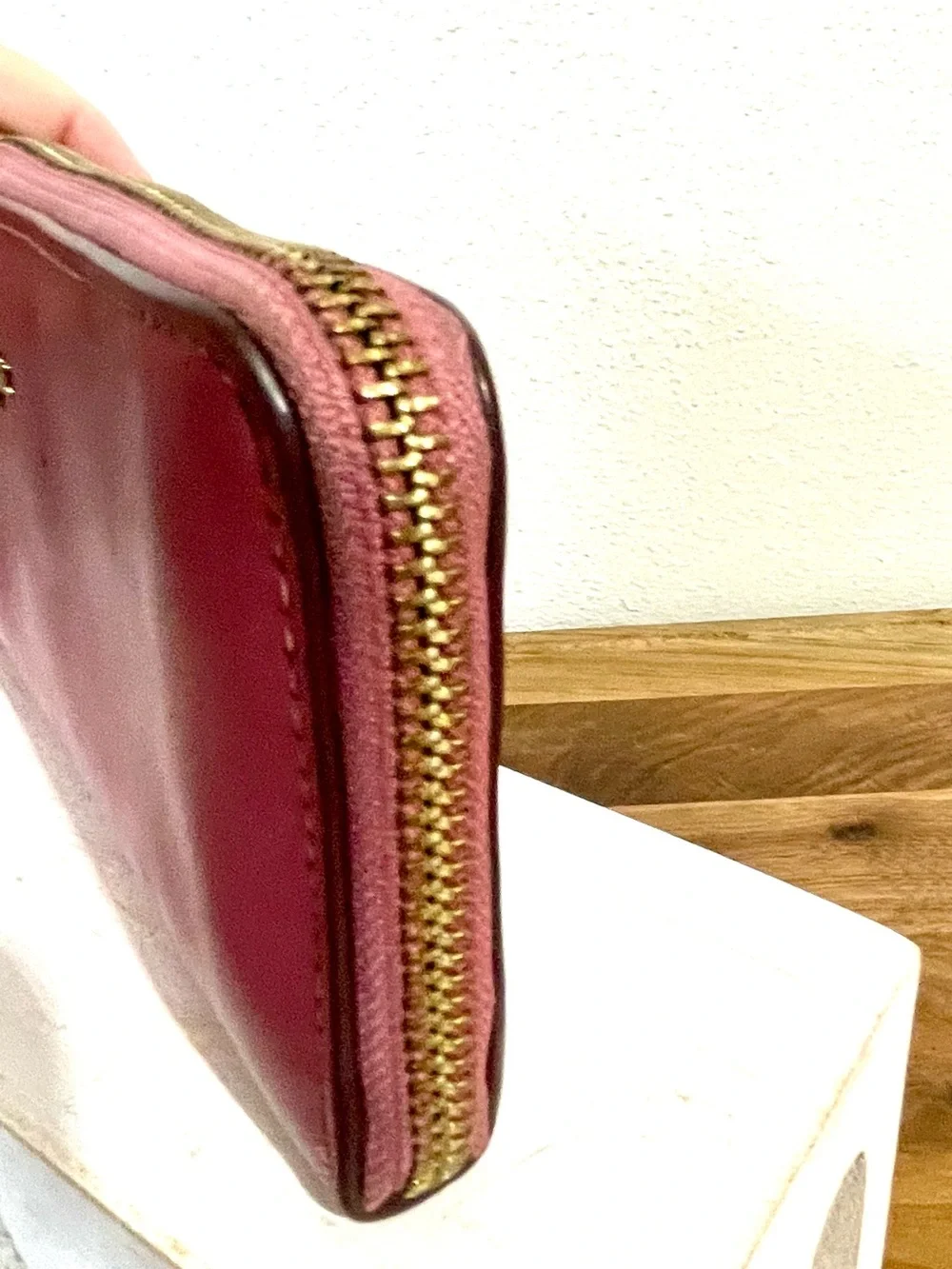 Coach Pink Leather Zip Around Wallet Organizer Card Holder Quiet Luxury Preppy